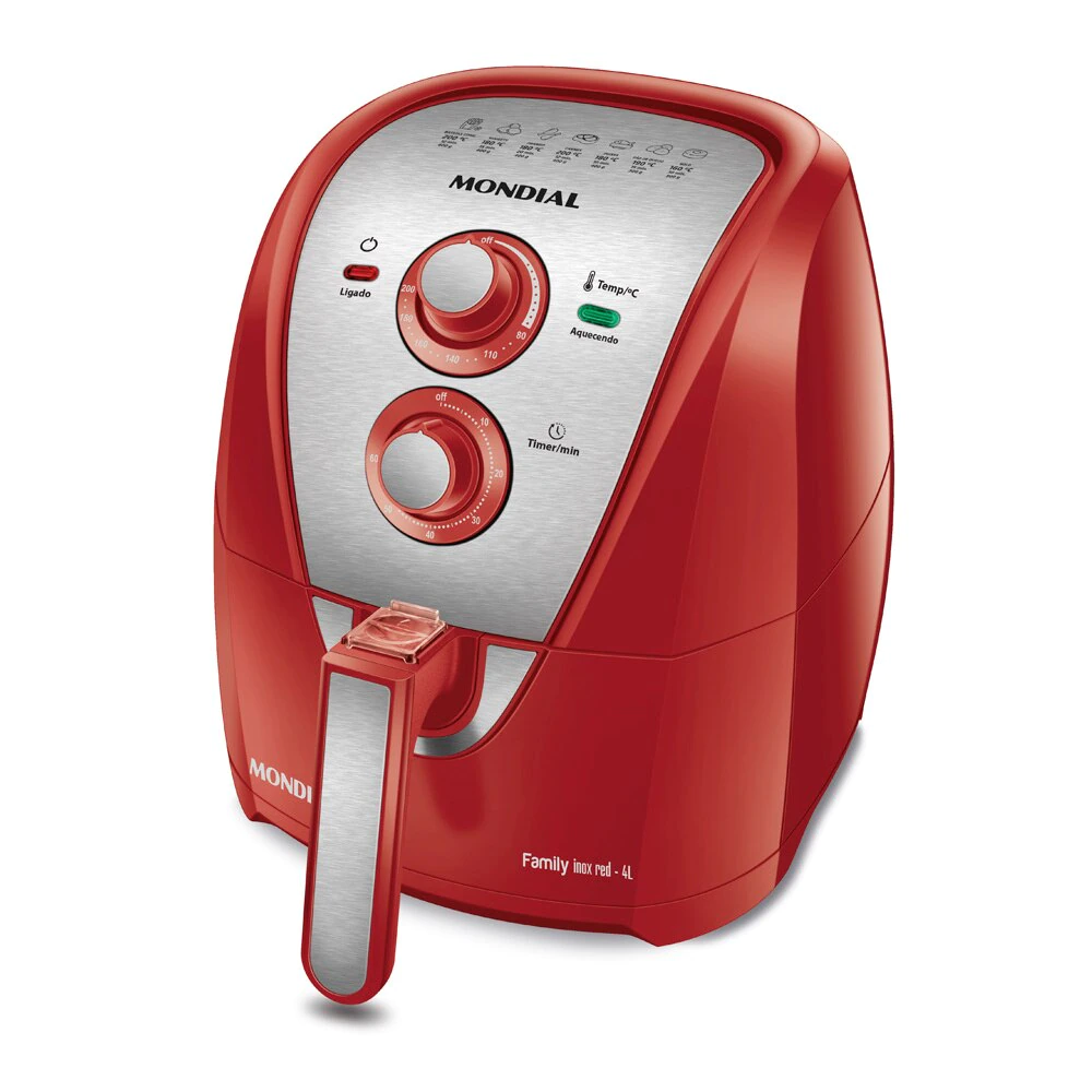 Fritadeira Elétrica sem óleo Mondial Family AFN40RI 4 Litros 1500W Vermelha e Inox