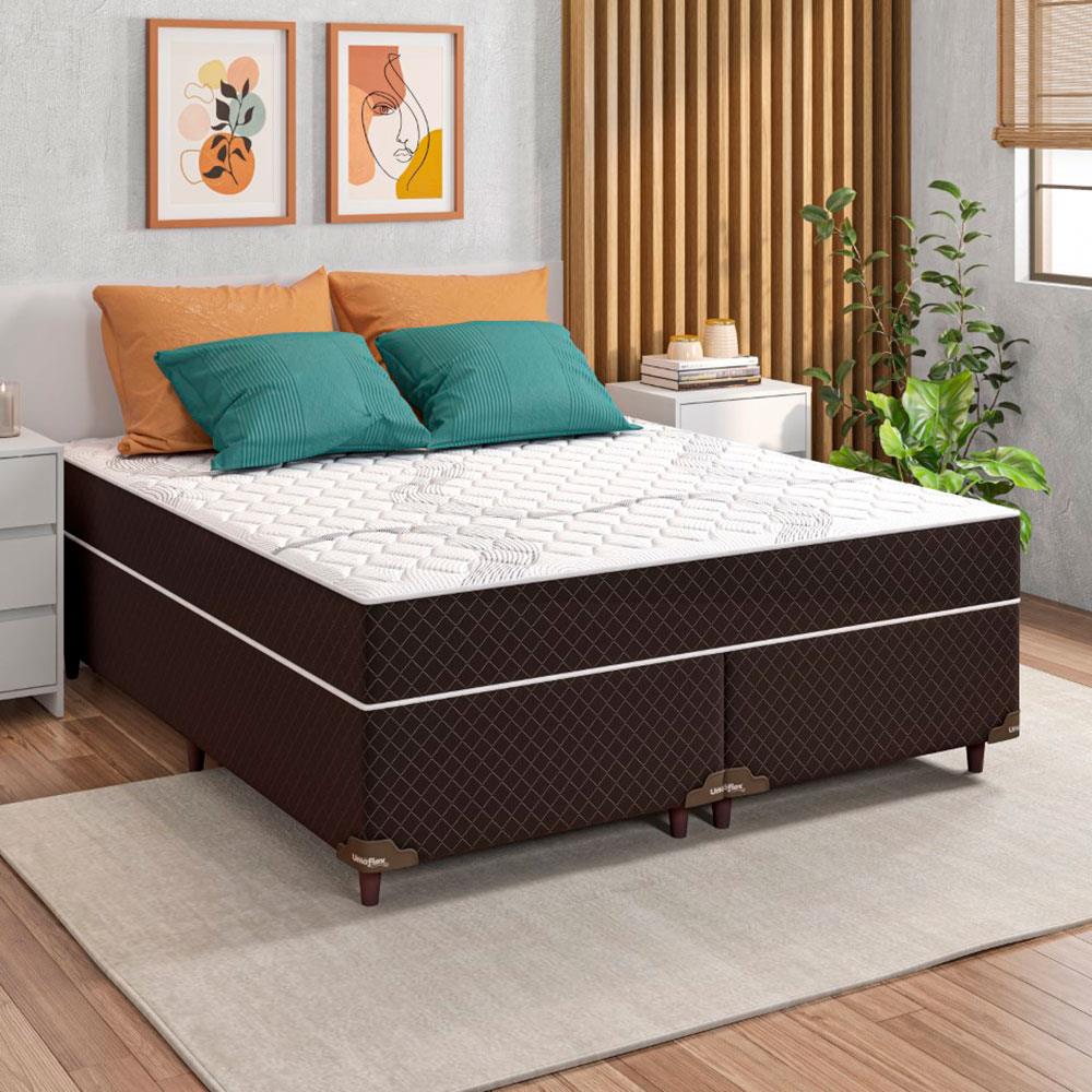 Cama Box Queen Size Umaflex Orleans com Molas Ensacadas 58x158x198cm - Marrom/Branco - Imagem 2